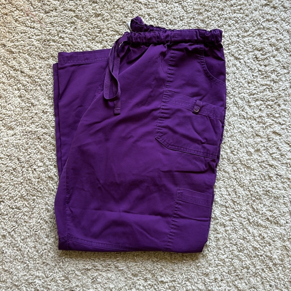 Butter-Soft Stretch Plus Eggplant Scrub Pants. Size 2x Petite.